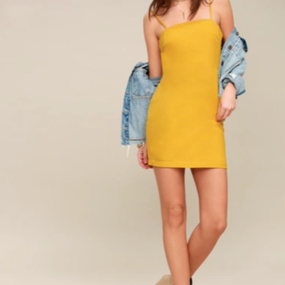 NWT Lulu's Mustard Yellow Mini Dress
